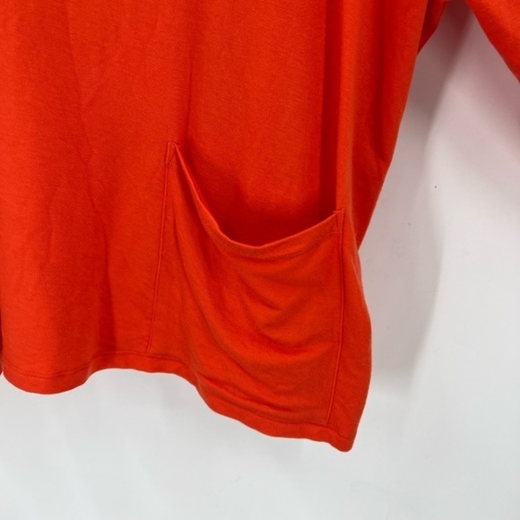 Eileen fisher, orange boxy oversize lagenlook fit drop shoulder pocket top - Picture 4 of 8